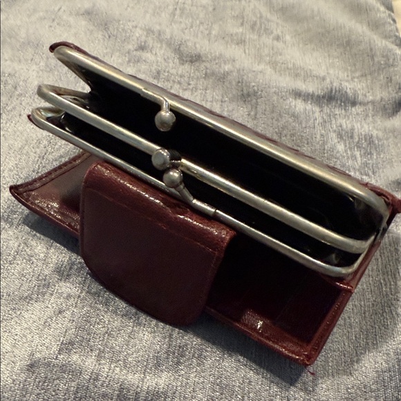 VINTAGE 70s genuine Kidskin leather Embossed Wallet double Kisslocks - Picture 5 of 7